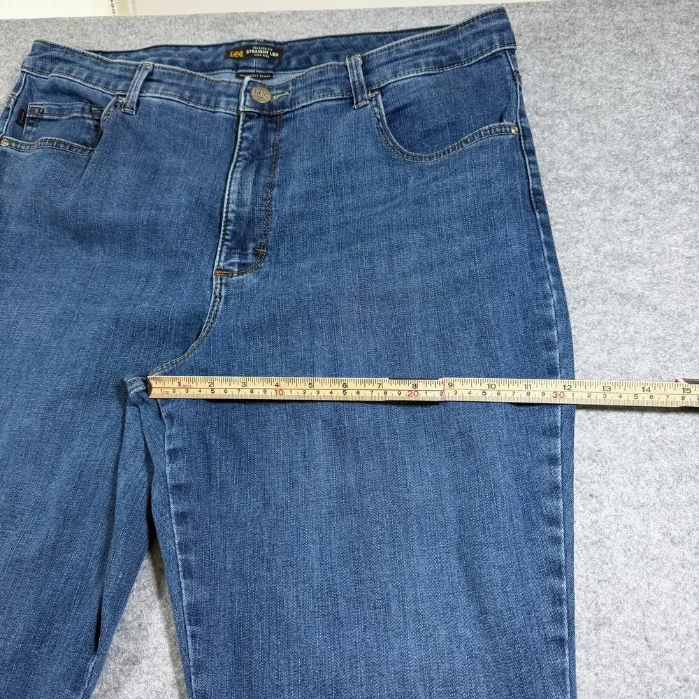 Lee Jeans Womens 18 Medium Blue Denim Instantly Slims Relaxed Straight High Rise